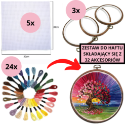 Zestaw do haftu składający się z 32 akcesoriów