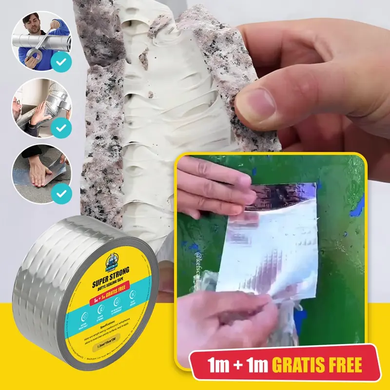 RHINOFIX – Super Wytrzymała Taśma Uszczelniająca z Butylu (1m + 1m GRATIS)