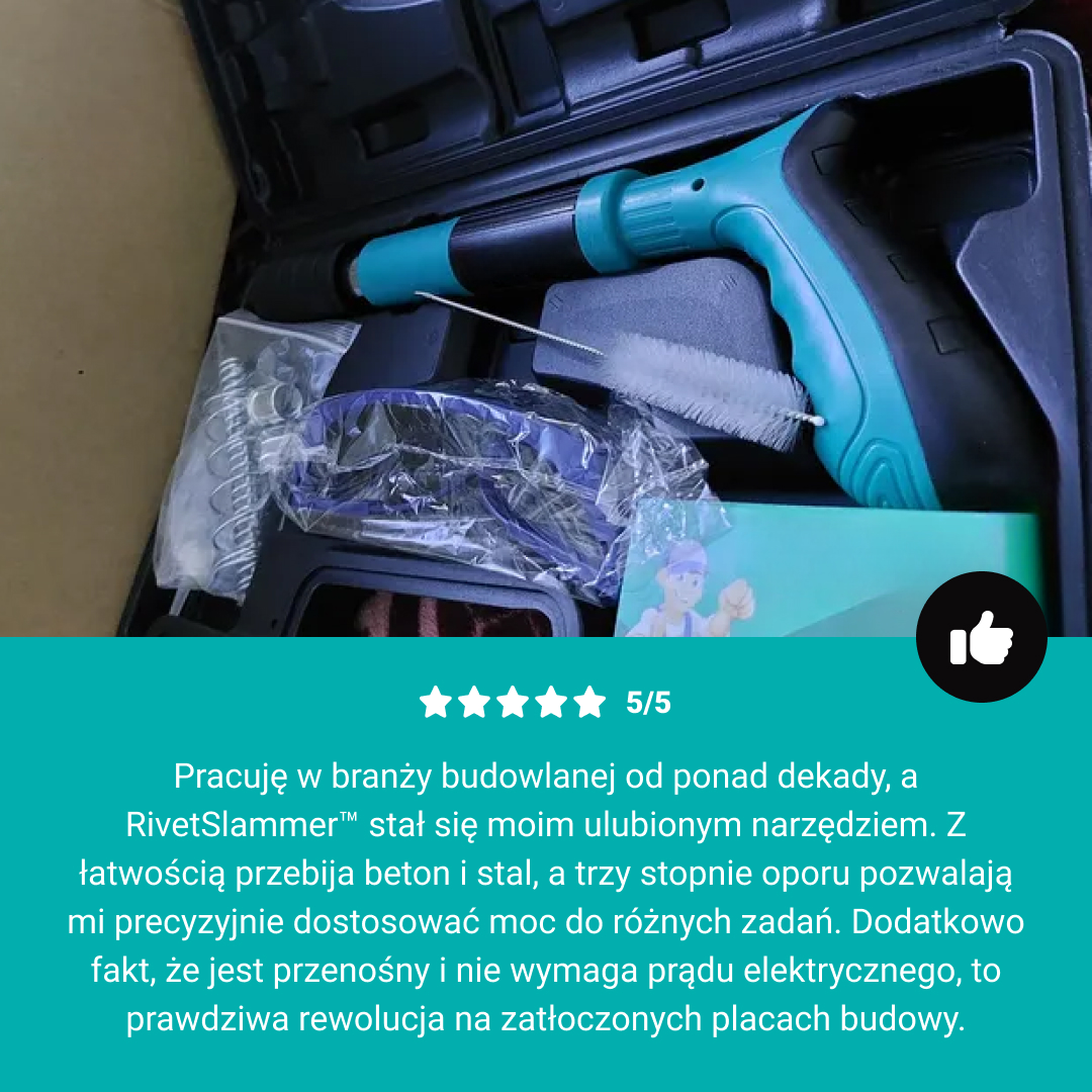 RHINOFIX Rivetslammer PRO – Sprężynowy gwoździownik do betonu i stali + GRATIS pudełko i 50 gwoździ - obrazek 5