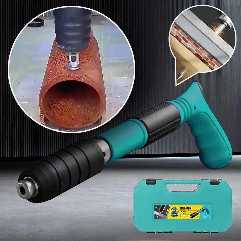 RHINOFIX Rivetslammer PRO – Sprężynowy gwoździownik do betonu i stali + GRATIS pudełko i 50 gwoździ