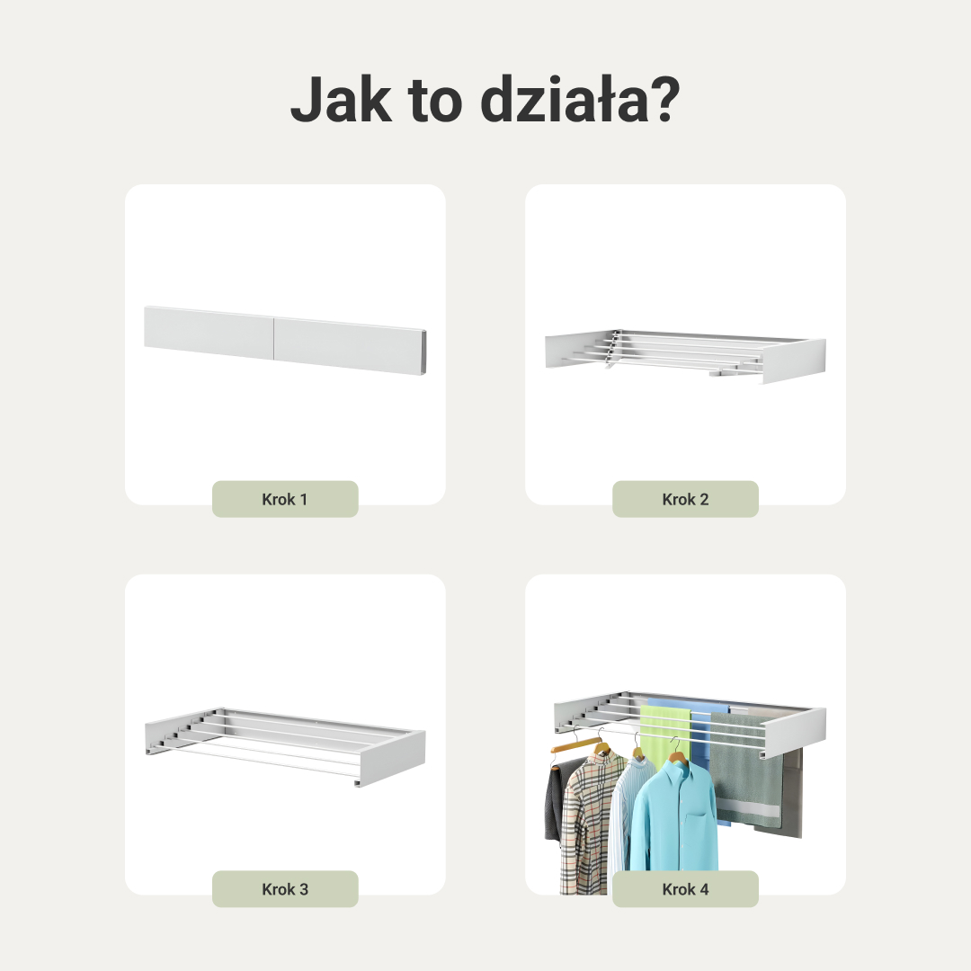NINJARACK – składana ścienna suszarka na pranie oszczędzająca miejsce - obrazek 4