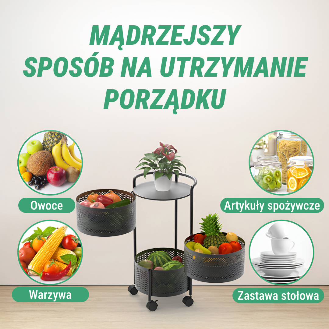 SpinRack™ - 3-poziomowy obrotowy organizer metalowy - obrazek 2