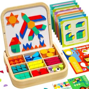 MosaicBox™ - Zestaw Magnetycznych Tangramów Drewnianych – 288 Sztuk